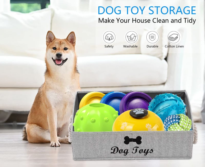 Morezi Large dog toy bin puppy shallow toy baskets dog toy storage perfect for living room playroom closet home organization - Stripe - Image 2